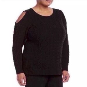 Plus Size Black Cold Shoulder Sweater